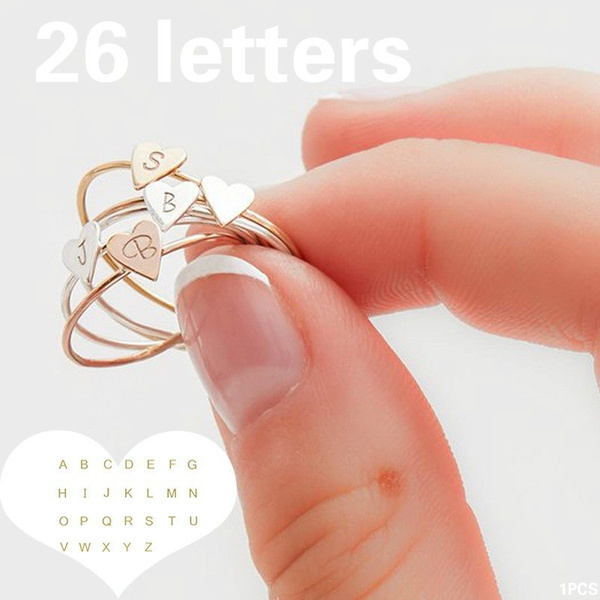 FOREVER QUEEN Adjustable Initial Letter Ring for Women 925 Sterling Silver  Stackable Alphabet Rings - Walmart.com