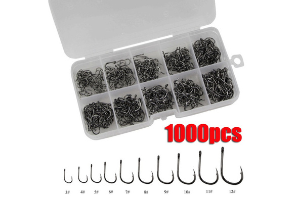 1000Pcs/box High Quality Stainless steel Carp Fishing Bait Sharpened Fish  Hooks 10 Sizes can be choose