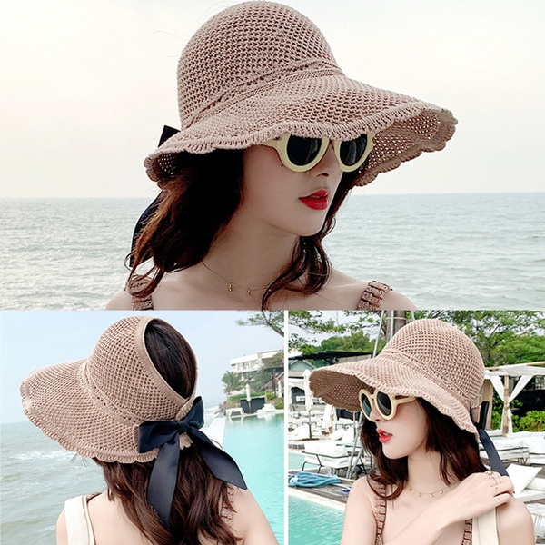 Foldable Women Visor Sun Hats Open Top 