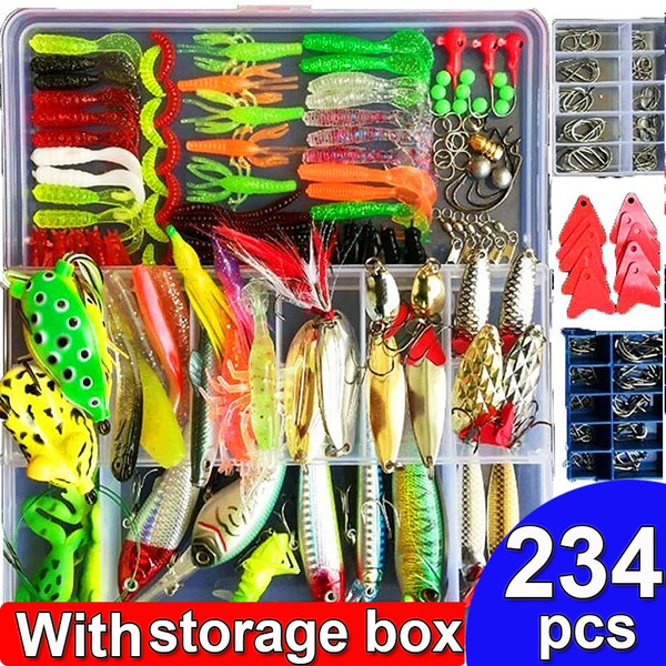 24/73/78/181/234pcs/set Mixed Models Fishing Lures Kit Artificial Hard Bait  Metal Jigs Plastic Worms Fishing Tackle Set (With Free Tackle Box)