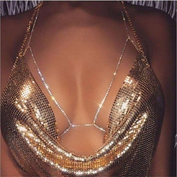 diamond bra body chain