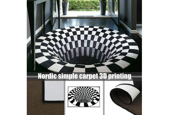 N A Round Area Rug 3D Swirl Print Optical Illusion Rug Printed Area Carpet Floor Pad Non-Slip Doormat Living Room Blanket,C,80CM N A Round Area Rug 3D Swirl Print Optical Illusion Rug Printed Area Carpet Floor Pad Non-Slip Doormat Living Room Blanket,C,80CM