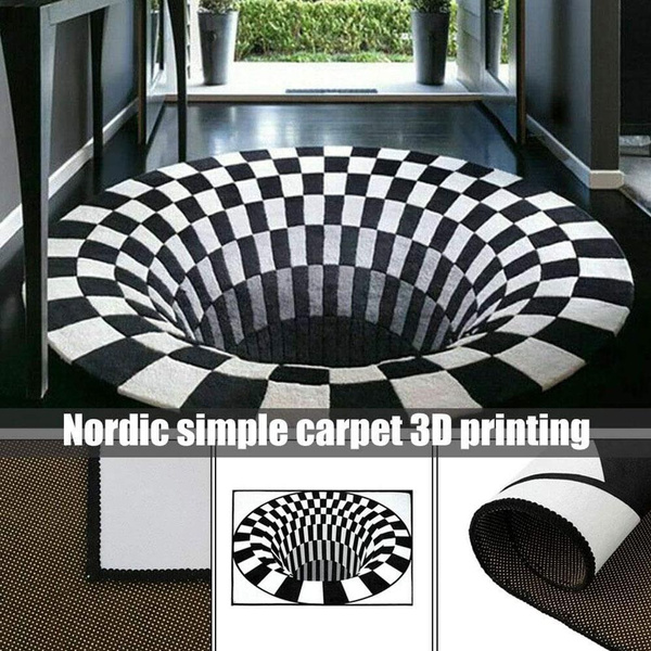 New 3D Carpet Swirl Print Optical Illusion Area Rug Doormat Floor 40x60cm B7E6