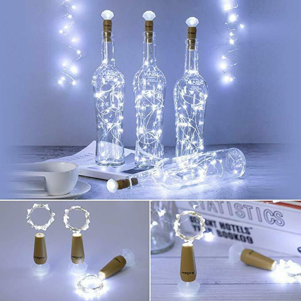 20LED Wine Bottle Fairy String Lights Battery Cork Shaped Xmas Wedding Party 2M 