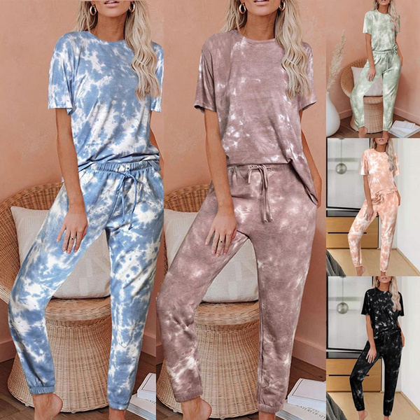 plus size tie dye two piece set