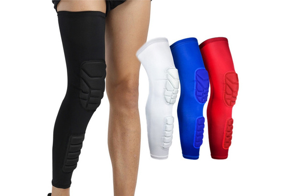 Honeycomb Knee Crashproof Antislip Basketball Leg Long Sleeve Hex Protector Gear 
