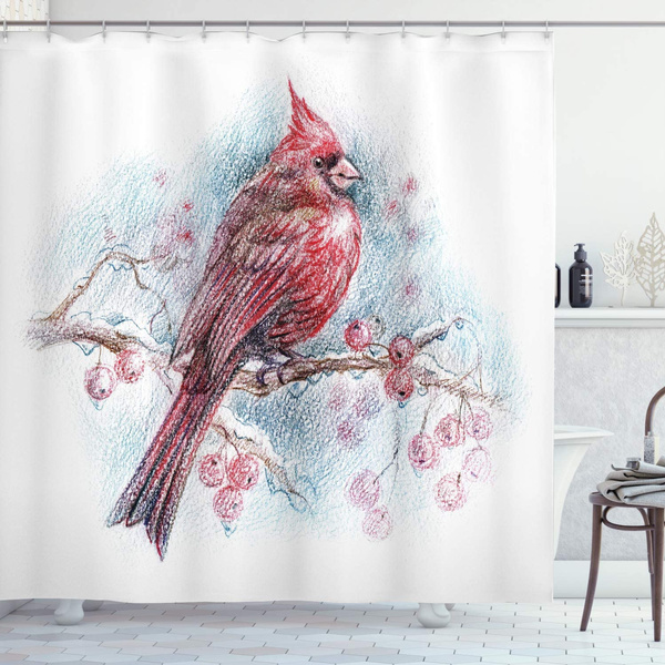 Cloth Fabric Bathroom Decor, Cardinal Shower Curtain Hooks