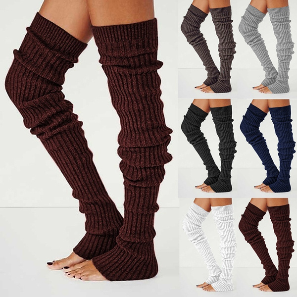 Winter New Women Fashion Over Knee Warm Cotton Knitted Socks Leg Warmers  Outfit Long Boot Cuffs Warmer Knit Leg Stockings | Wish