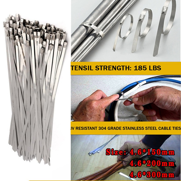 304 Stainless Steel Marine Metal Cable Ties Locking Wire Tie Wrap Exhaust Straps