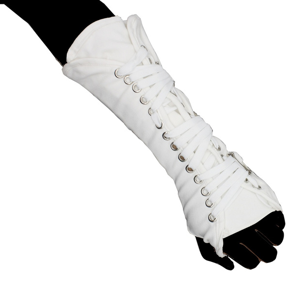 MJ Michael Fingerless Glove Classic MJ BAD Jam Punk Armbrace Cotton Bracer Bandages Buckles Glove White Right Hand 