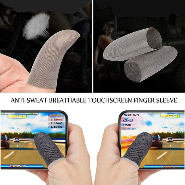 Wakauto 10pcs Gaming Finger Sleeve Touchscreen Finger Cover Mobile Game Controller Finger Cot Protector Breathable for Men Women Black 