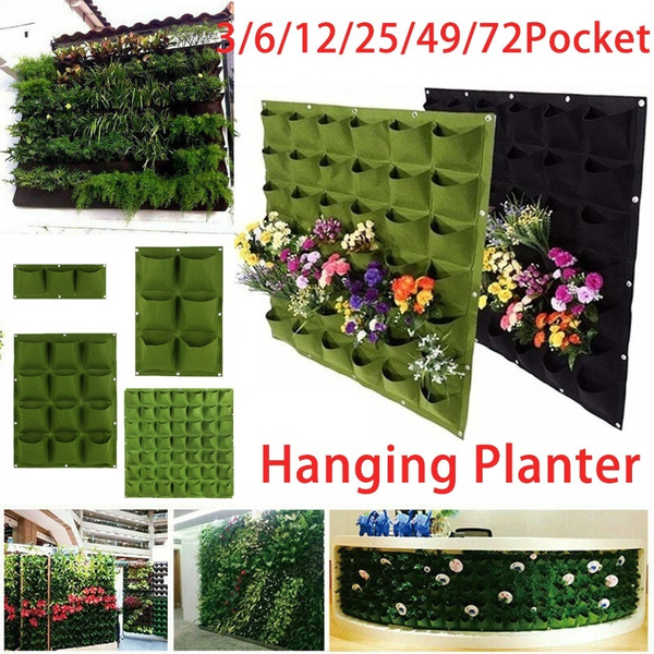 3~72 Pocket Wall Hanging Planting Bag Vertical Flower Grow Pouch Planter Garden. 