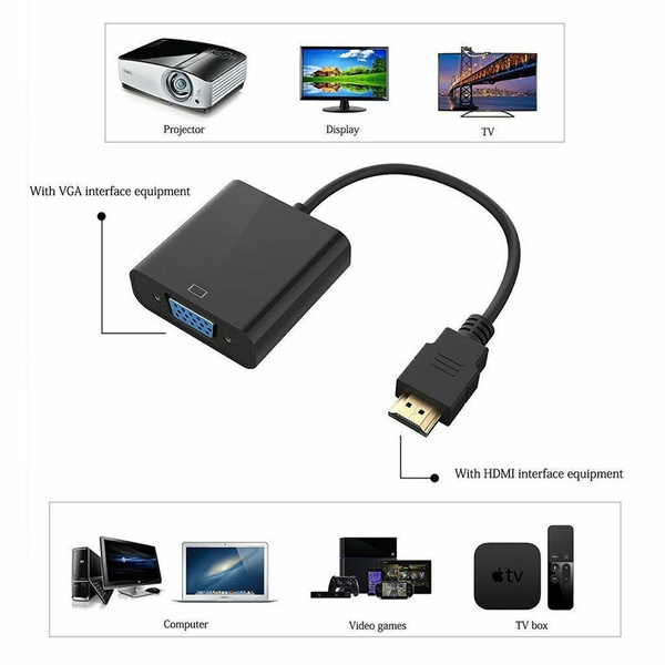1080P HDMI Male to VGA Female Video Cable Cord Converter Adapter AUX For PC HDTV