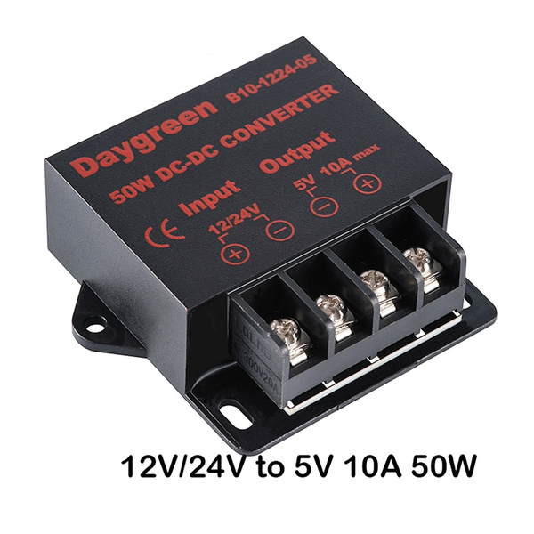 12V/24V to 5V 10A 50W DC-DC Converter Regulator Car Step Down Reducer ...