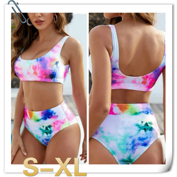 Sexy Split Swimsuit Tie-dye Printed 