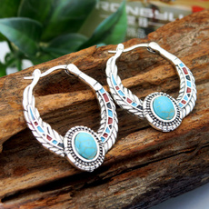 Women, Turquoise, Hoop Earring, Gemstone Earrings