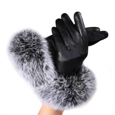 Touch Screen, fur, Mittens, leather