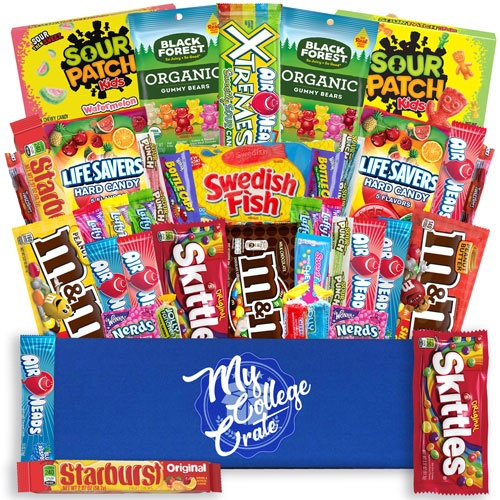 My College Crate Candy & Snack Box Ultimate Snack Care Package for College  Students - 40 piece Includes 20 Full Size Candie