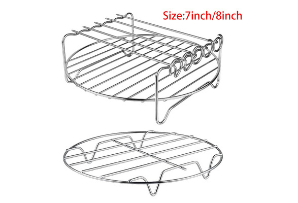 Wovilon Stainless Steel Air Fryer Rack Air Fryers Accessories Round Rack for Cooking Steaming Cooling Drying Baking Multi-Layer Rack Air Fryer