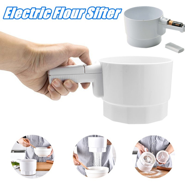 Plastic Cup Shape Electric Handheld Flour Sifter Sieve Mechanical Flour  Sieve Flour Strainer Household Baking Pastry Tools