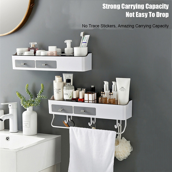 Plastic Bathroom Shelves Wall-mounted Shower Shelf For WC Shampoo Towel  Storage Baskets Rack Home Bathroom Accessories