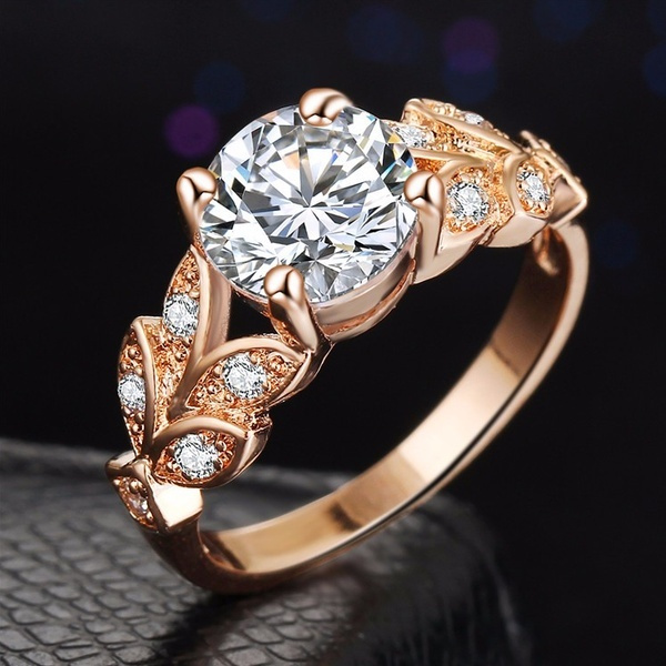 Zirconia Cúbica Matrimoniocompromiso Rosa Oro Cristal De Zirconia Cúbica Matrimoniocompromiso Rosa Oro Cristal De