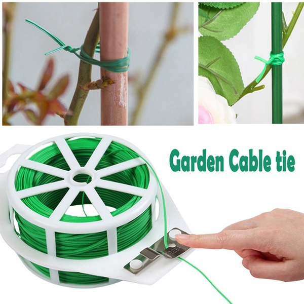 100m HDONG 328ft Sturdy Green Coated Wire Twist Ti... Garden Plant Twist Tie 