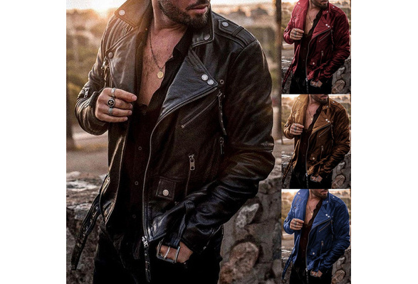 New Men's Autumn and Winter Leather Motorcycle Leather Jacket Casual Lapel Fashion Standard Slim Zipper Leather Jacket