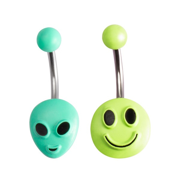 1pc Smiley Belly Piercing Belly Button Rings Bar Stainless Steel Navel Ring Barbell Nombril Ombligo Woman Cute Body Jewelry 14g Wish