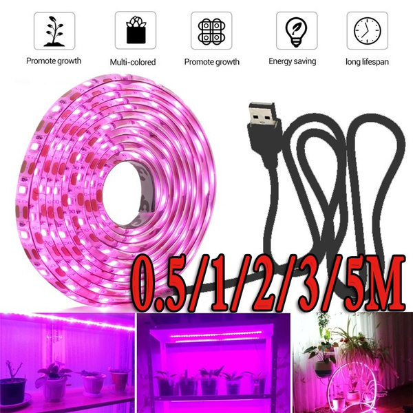 30/60/120/180/300LED Waterproof Grow Light Full Spectrum USB Grow Light  Strip 0.5/1/2/3/5M 2835 Chip LED Phyto Lamp for Plants Flowers Greenhouse  Hydroponic