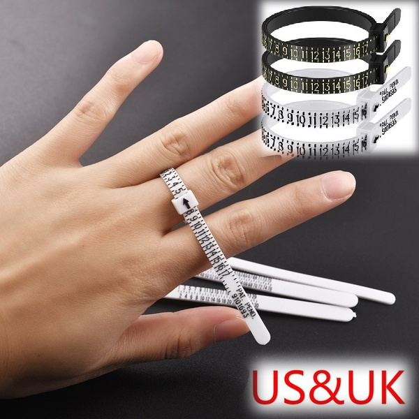2 Pcs Multisizer Ring Sizing Tool Gauge Ring Sizer UK / US Official British  / American Finger Gauge Measure Measurements Ring Sizer Jewelry Accessory  for Ring Making