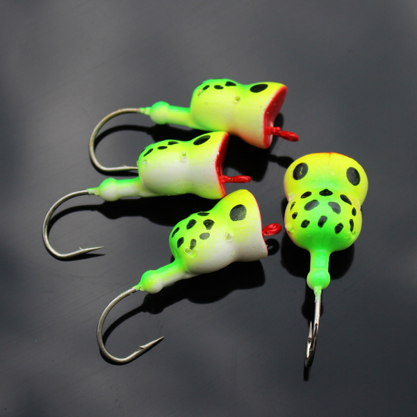 Tigofly 6 pcs/lot Hard Foam Head Hooks Green Frog UV Popper