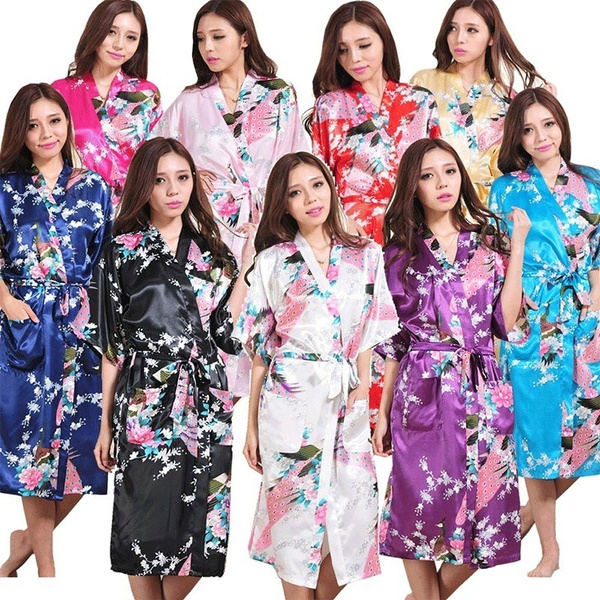 Silk Kimono Robe Bathrobe Women Satin Robes Night Sexy Robes Night