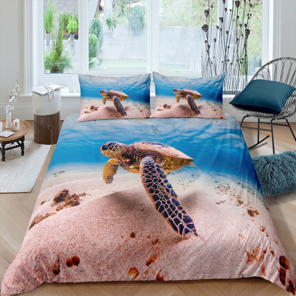 3D Ocean Seaweed Turtle Duvet Cover Bedclothes Quilt Cover Bedding Set Pillowcas 