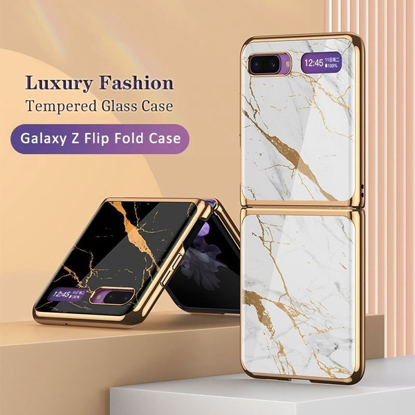 Luxury Pattern Fold Phone Case For Samsung Galaxy Z Flip 9d Hard Tempered Glass Protective Cover For Samsung Galaxy Z Flip Wish