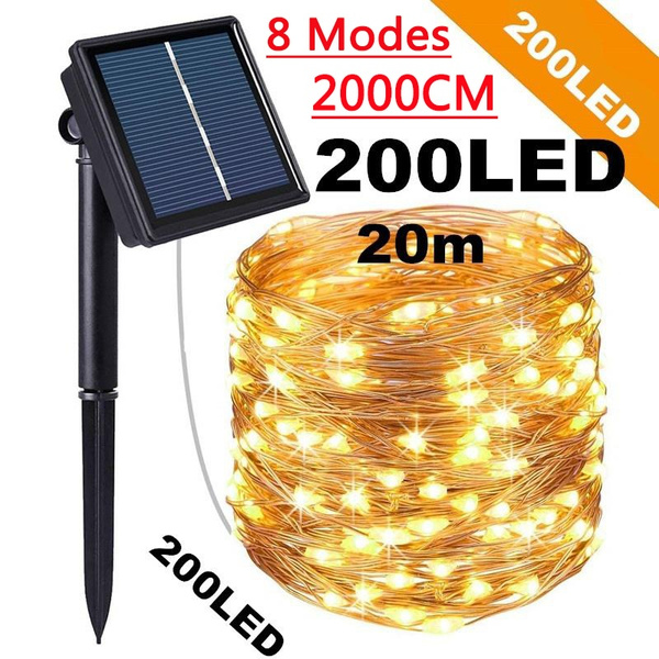 100/200LEDs Solar Powered String Copper Fairy LED Light Xmas Party Waterproof 