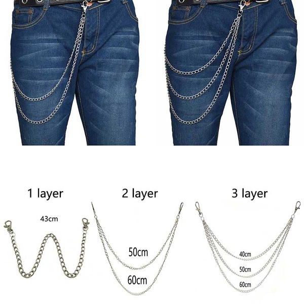 Pocket Chain Pants Chain Trousers Chain 3 Layer Pocket Keychain