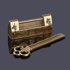 Antique, Box, bronzepadlock, jewelry box