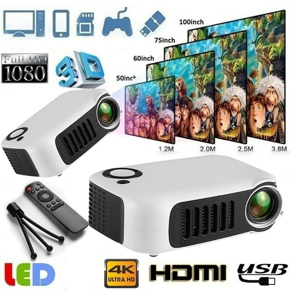 A2000 Portable Support 1080P HD Mini Projector Home Theater Movie ...