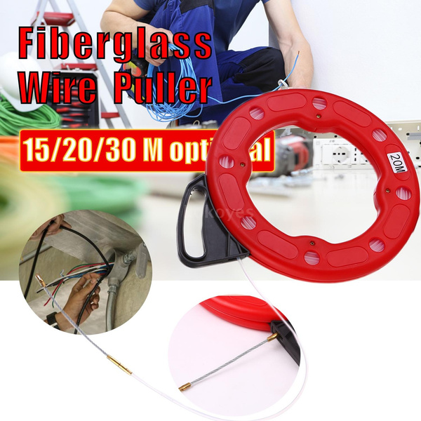 30M Fiberglass Fish Tape Reel Puller Conductive Electrical Cable Puller  with Impact Case Electric or Communication Wire Puller Use for Drywall  Ceiling Under Rug Conduit or Pipe