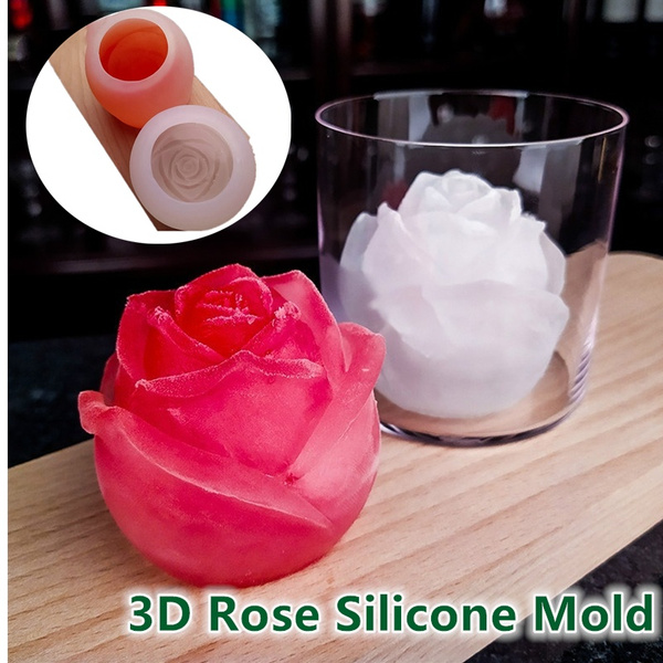Ships From USA 3 Pack of x Large Rose Flower Ice Cube Chocolate Soap Tray Mold Silicone Party maker