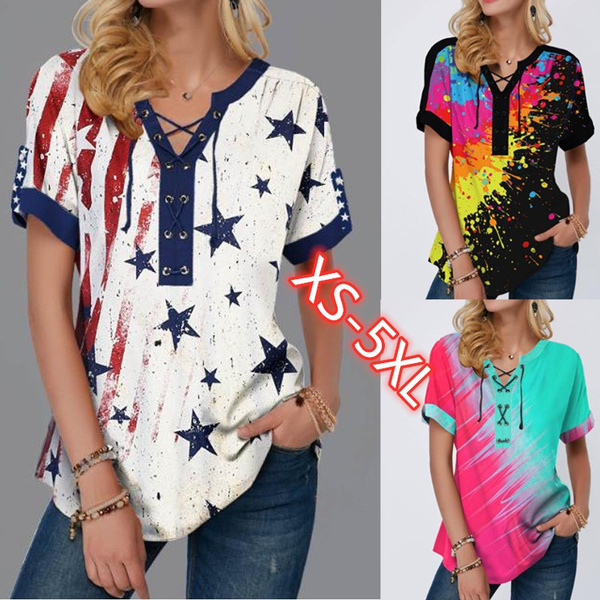 Short Sleeve Women's T Shirt Elegant Summer Lace Tops Print Plus Size Shirt Blouse Wish