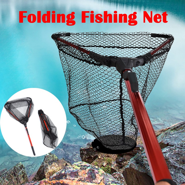 50CM/80CM/200CM Triangular Boating Fish Net Folding Fishing Net Retractable  Fishing Brail Soft Rubber Landing Net Eva Handle Fly Cheap Fishing Nets