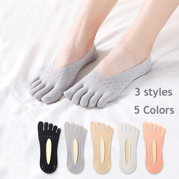 1Pair New Summer Women'S Yoga Five Finger Stockings Velvet Mesh Split ...
