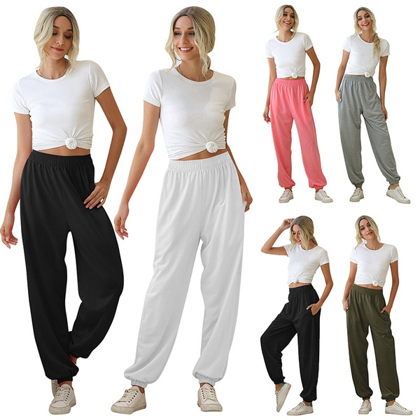 Wholesale home women's casual solid color polyester pants sets pajama sets  - Nihaojewelry