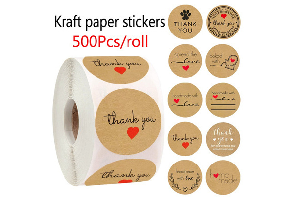 120pcs/lot new Golden Seal Sticker Heart Round Handmade Adhesive Kraft  Baking Gift Package Decoration Label Stickers