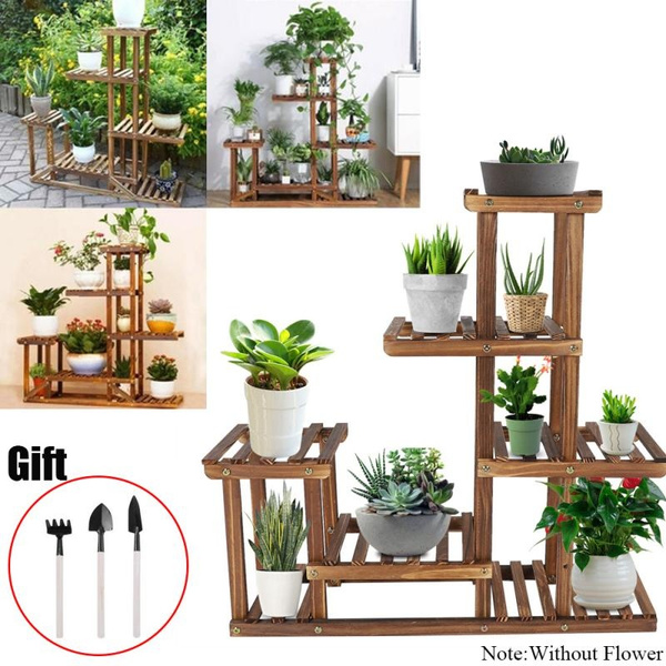 Multi-tiers Wooden Plant Stand Balcony Garden Flower Plant Pot Rack ...