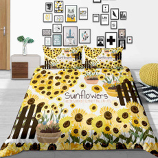 Polyester, bedkingsize, Sunflowers, Home & Living