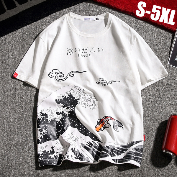 Man Casual Funny Unisex Couple Anime Print Oversized Men T Shirt Hip Hop Cotton T Shirt O Neck Summer Japanese Male Causal Tshirts Fashion Loose Tees Plus Size Wish