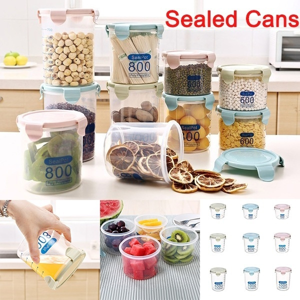 Kitchen Storage Box Food Plastic Clear Container Sealed Cans